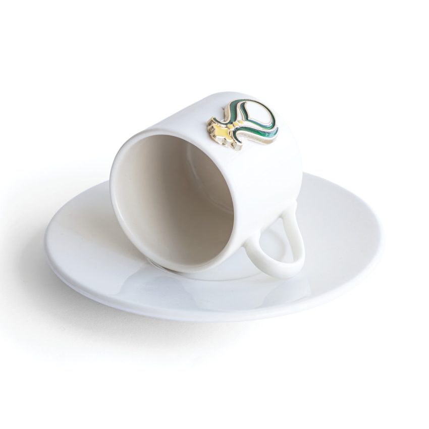 2 Kişilik 4 Parça Porselen Krem Kahve Fincan Takımı Zamak Dekorlu - 5