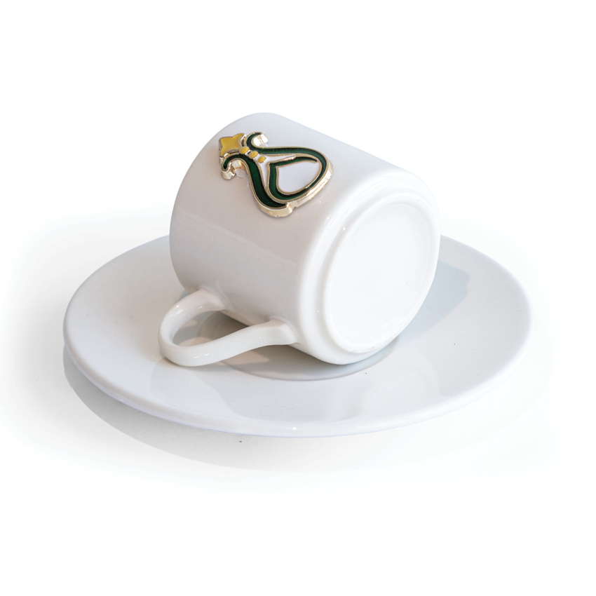 2 Kişilik 4 Parça Porselen Krem Kahve Fincan Takımı Zamak Dekorlu - 2