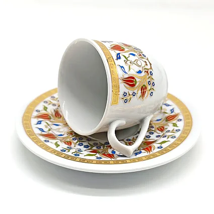 6 Kişilik 12 Parça Porselen Kahve Fincan Takımı - Lale 12 M2 - 3