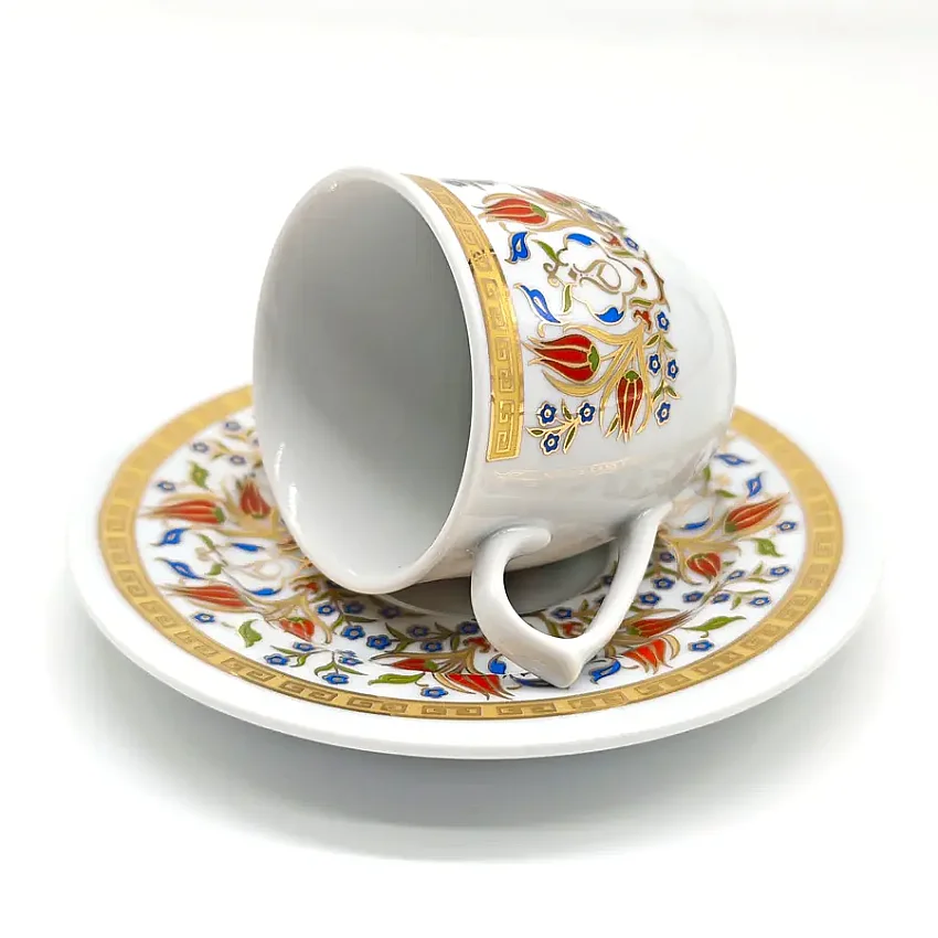 6 Kişilik 12 Parça Porselen Kahve Fincan Takımı - Lale 12 M2 - 3