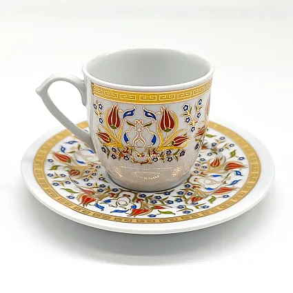 6 Kişilik 12 Parça Porselen Kahve Fincan Takımı - Lale 12 M2 - 5