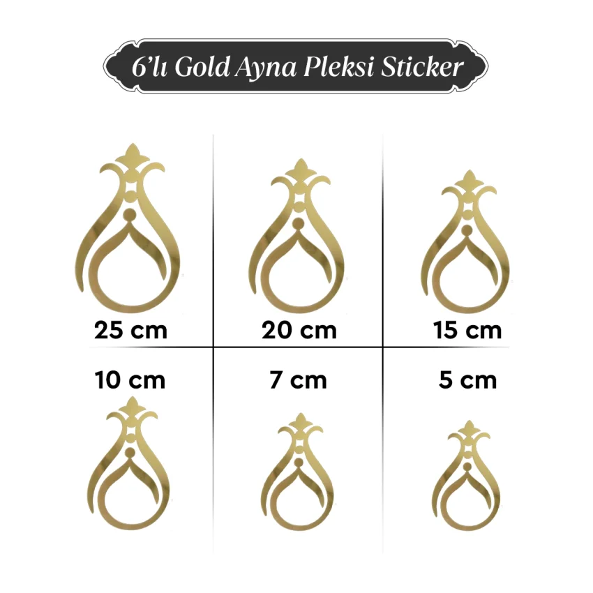 6'lı Gold Ayna Pleksi Sticker Seti - 1