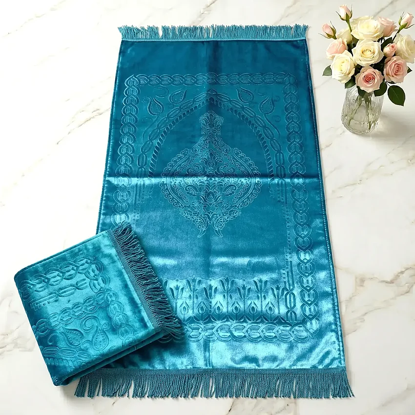 Astarlı Süngerli Kalın Platinyum Seccade 68x115 650 Gr Mavi M1 - 1