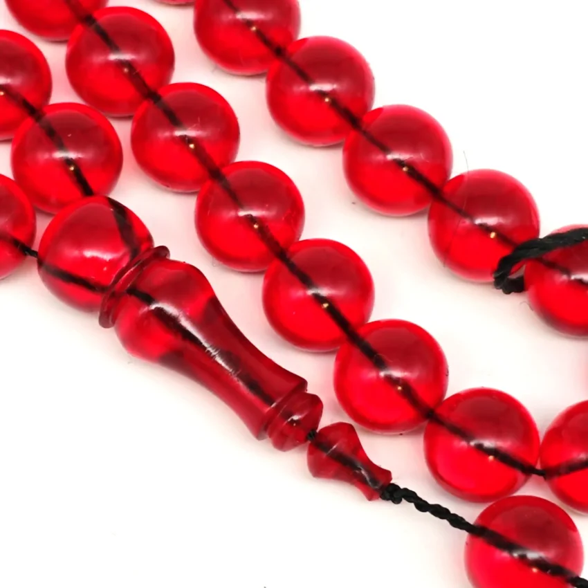 Ateş Kehribar Açık Kırmızı Küre Kesim Tesbih HA36 - 2