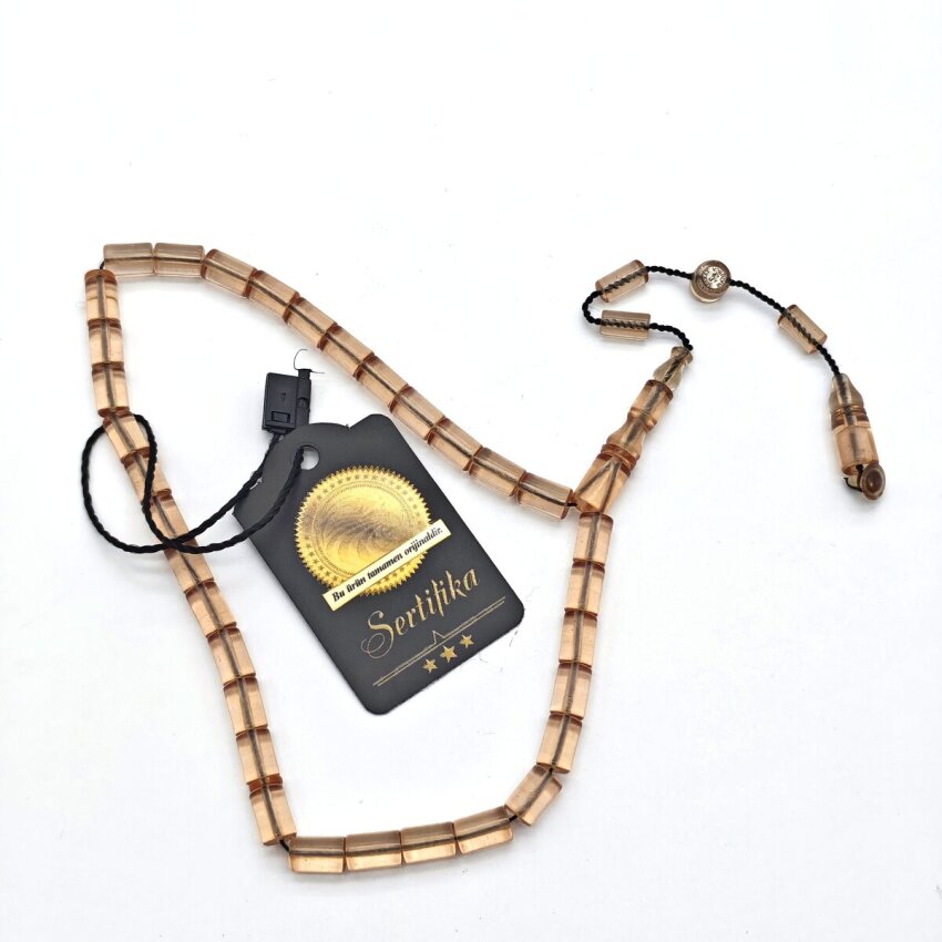 Ateş Kehribar Şeffaf Kesme Tesbih SB2 - 2