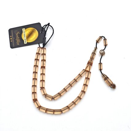 Ateş Kehribar Şeffaf Kesme Tesbih SB2 - Logosuz Ürünler