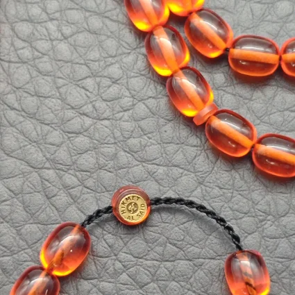 Ateş Kehribar Turuncu Kapsül Kesim Tesbih HA33 (1)