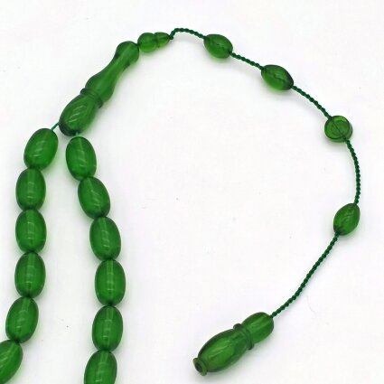 Ateş Kehribar Yeşil Arpa Kesim Tesbih HA10 - Logosuz Ürünler (1)