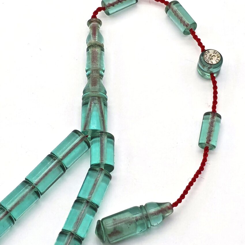 Ateş Kehribar Yeşil Kesme Tesbih SB3 - 2