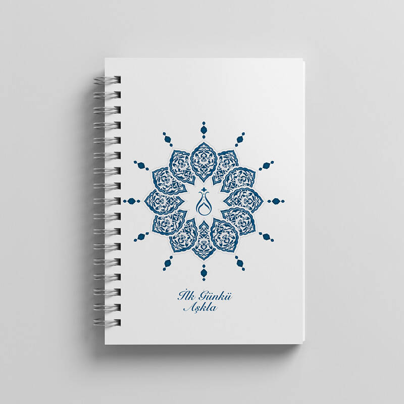 Mavi Halka Motifli Temalı Defter - İlk Günkü Aşkla - Serhendi Logolu - Bahar Temalı M4 - 1