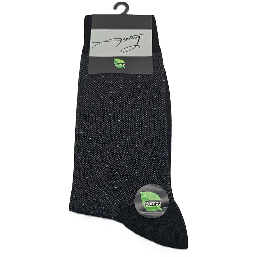 Bambu Erkek Soket Çorap Desenli 41-45 Siyah - 1