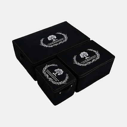 Bazaaltı Keçe Sandık 3'lü Set Mini Maxi Mega Siyah - 3