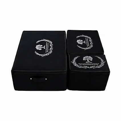 Bazaaltı Keçe Sandık 3'lü Set Mini Maxi Mega Siyah - 5