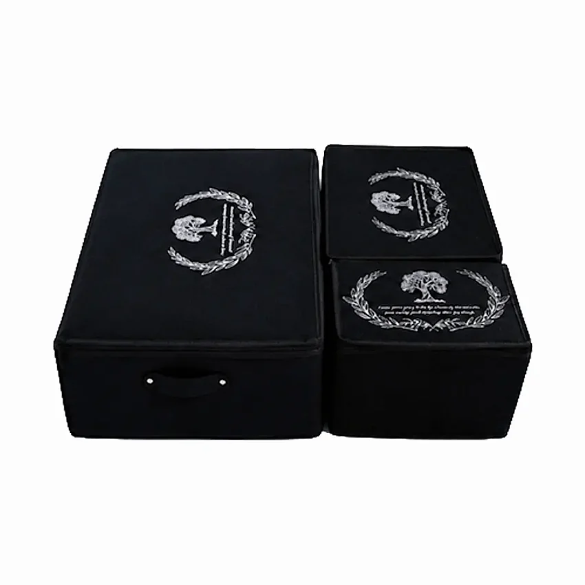 Bazaaltı Keçe Sandık 3'lü Set Mini Maxi Mega Siyah - 5