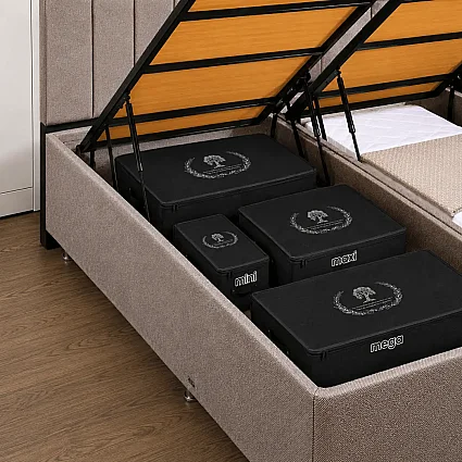 Bazaaltı Keçe Sandık 3'lü Set Mini Maxi Mega Siyah