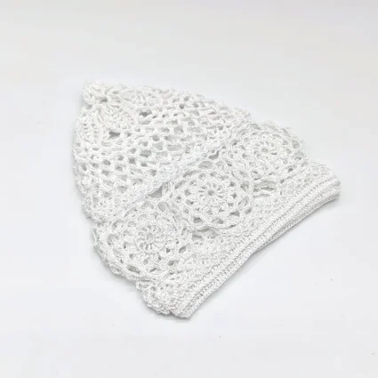 Beyaz El Örgü Takke - Tığ İşi Örme - M1 43B - 3