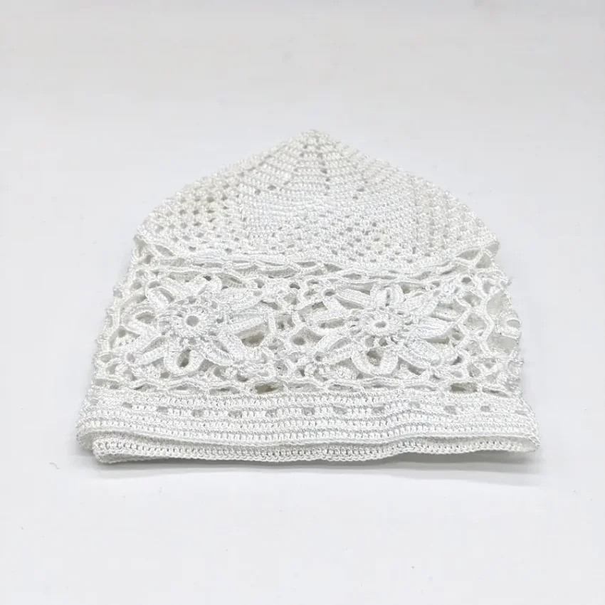 Beyaz El Örgü Takke - Tığ İşi Örme - M2 50B - 2