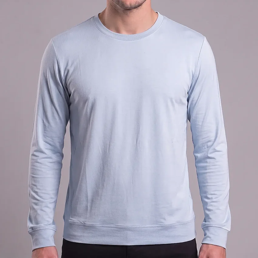 Bisiklet Yaka Siro Uzun Kol Sweatshirt Deniz Mavisi CHT - 1
