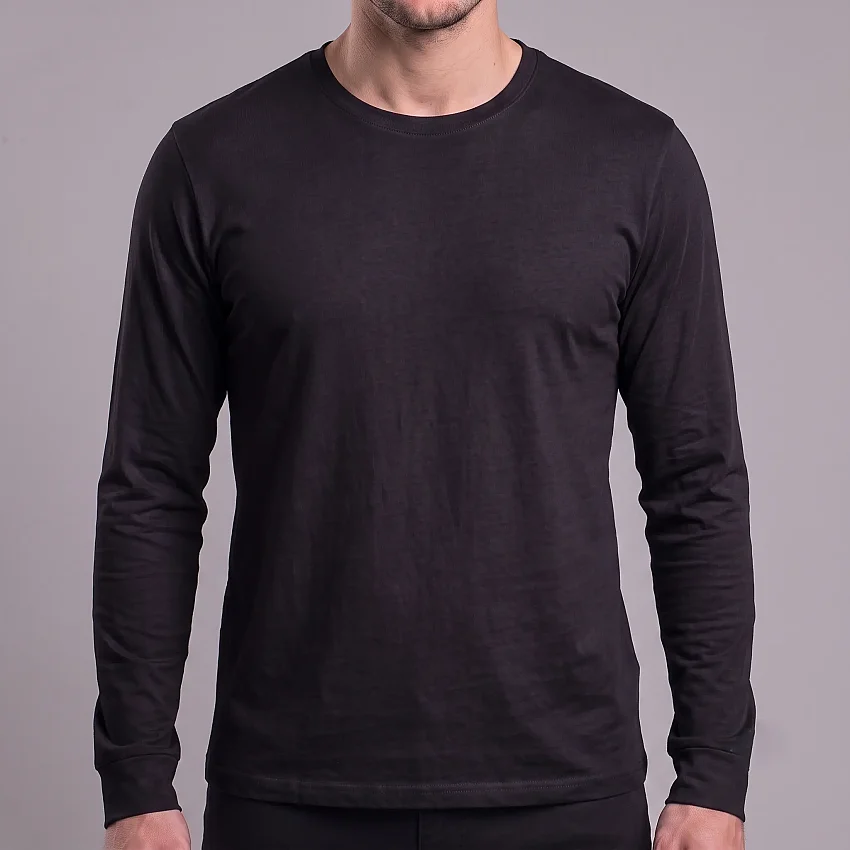 Bisiklet Yaka Siro Uzun Kol Sweatshirt Siyah CHT - 1