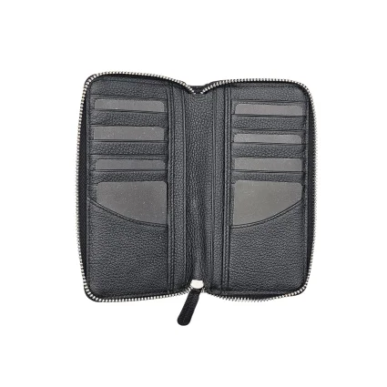 Cep Telefonu Bölmeli Fermuarlı Hakiki Deri Portföy Kartlık Cüzdan Siyah M3 3016 - 3