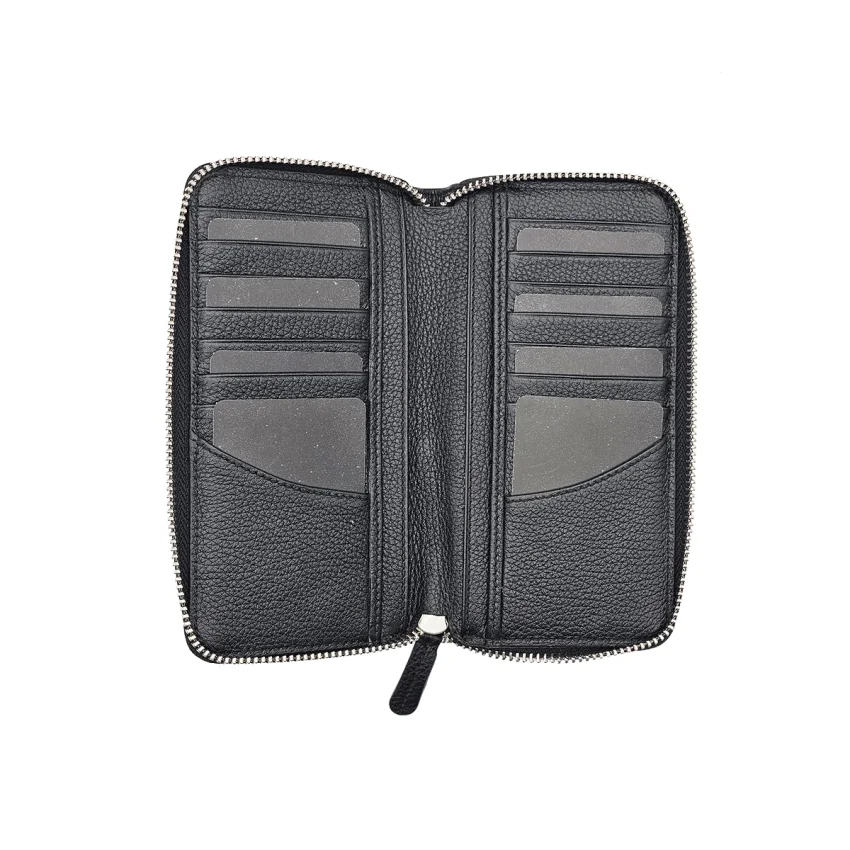 Cep Telefonu Bölmeli Fermuarlı Hakiki Deri Portföy Kartlık Cüzdan Siyah M3 3016 - 3