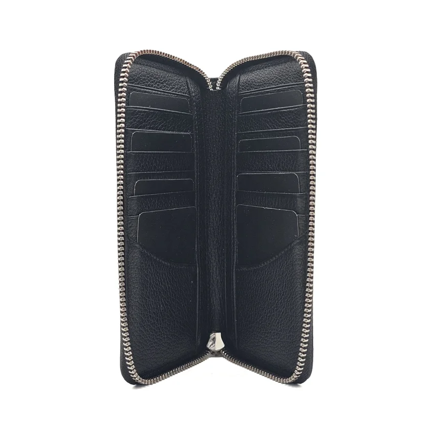 Cep Telefonu Bölmeli Fermuarlı Hakiki Deri Portföy Kartlık Cüzdan Siyah M3 3016 - 2