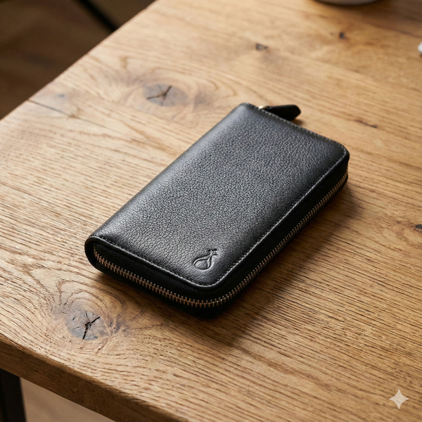 Cep Telefonu Bölmeli Fermuarlı Hakiki Deri Portföy Kartlık Cüzdan Siyah M3 3016 - 1