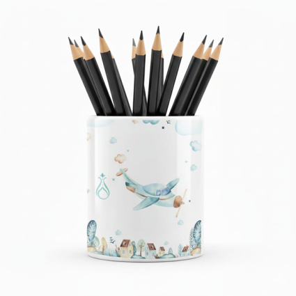 Eğlenceli Seramik Kalemlik - Tren Traktör ve Uçak Sevimli Taşıtlar Temalı - Canım Oğlum - Çizgi M15 - Serhendi Logolu Ürünler