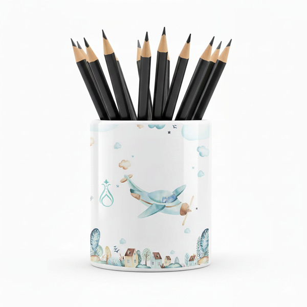 Eğlenceli Seramik Kalemlik - Tren Traktör ve Uçak Sevimli Taşıtlar Temalı - Canım Oğlum - Çizgi M15 - 1