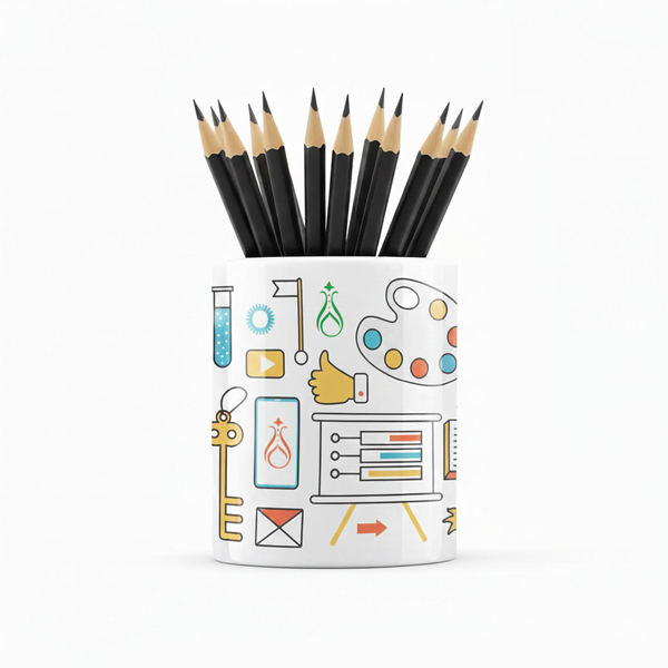 Eğlenceli Seramik Kalemlik - Bilim Teknoloji ve Kimya Temalı - Çizgi M26 - 1