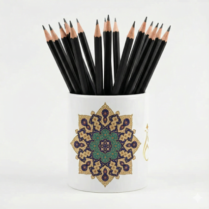 Çiçek Motifli Seramik Kalemlik - Serhendi Logolu - Çizgi M6 - Serhendi Logolu Ürünler