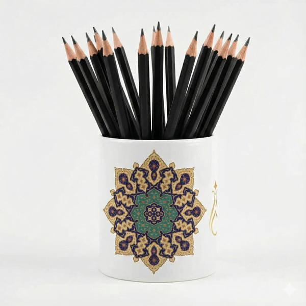 Çiçek Motifli Seramik Kalemlik - Serhendi Logolu - Çizgi M6 - 1