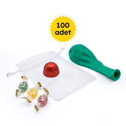 Çocuk Hediye Seti Bonbon Şeker Çikolata ve Balon 100 Lü - 4