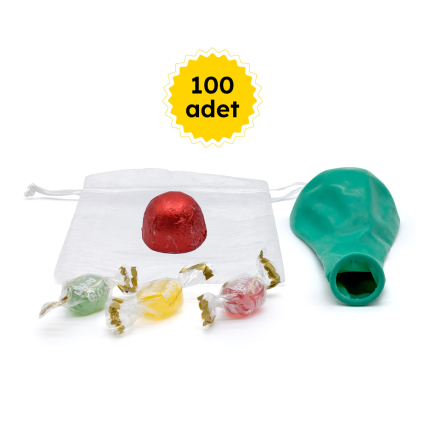 Çocuk Hediye Seti Bonbon Şeker Çikolata ve Balon 100 Lü (1)