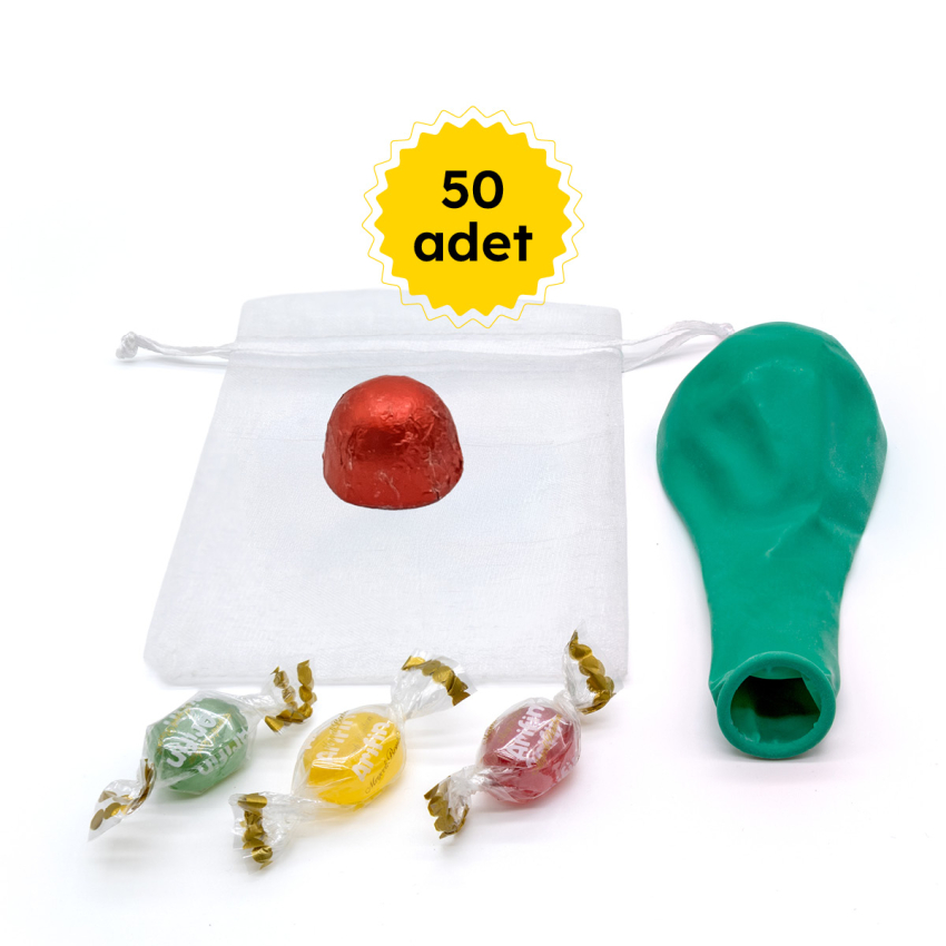Çocuk Hediye Seti Bonbon Şeker Çikolata ve Balon 50 Li - 5