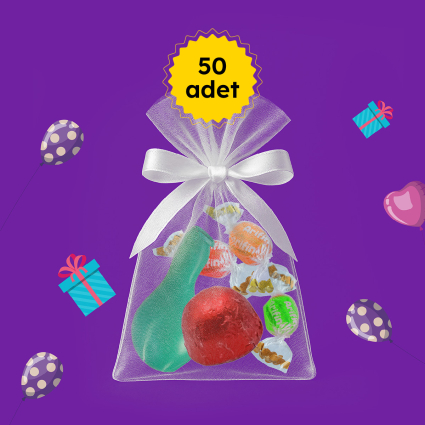 Çocuk Hediye Seti Bonbon Şeker Çikolata ve Balon 50 Li 