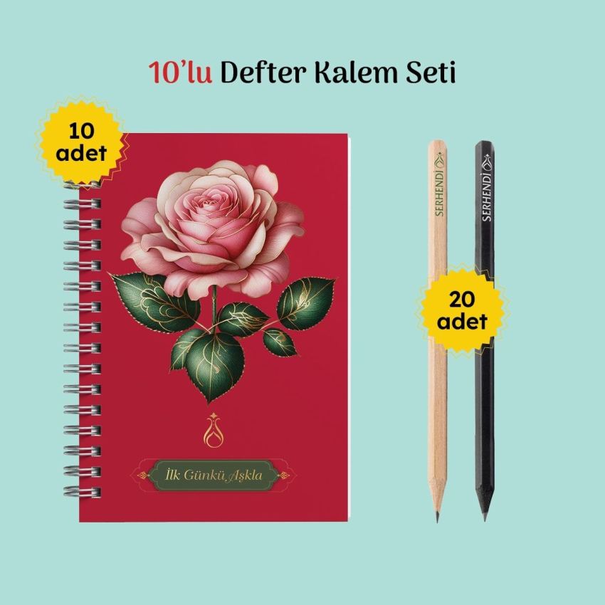 Defter ve Kalem Seti 10 lu Serhendi Logolu M1 - 1