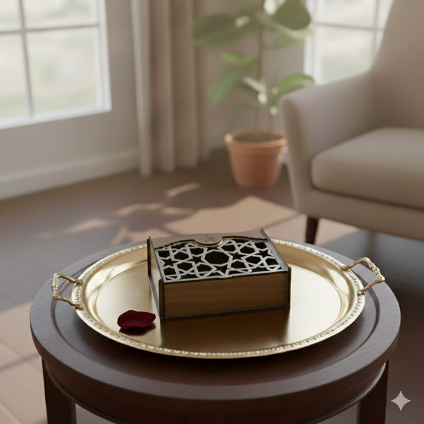 Dekoratif Ahşap Saklama Kutusu Kapaklı, Şekerlik, Organizer - 9,5x6x13 Ceviz Açık Desen Gümüş Küçük Boy M4 - 2