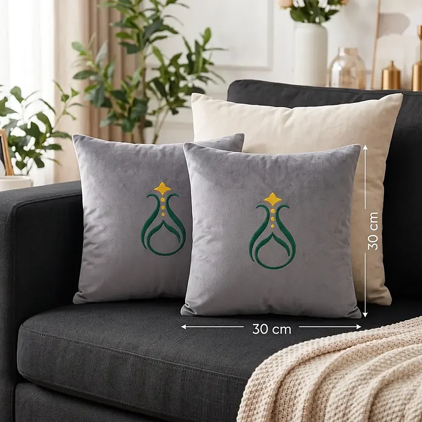 Dekoratif Yastık Gri 2 Li 30x30 cm M2 - 1