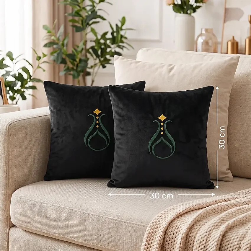 Dekoratif Yastık Siyah 2 Li 30x30 cm M1 - 1