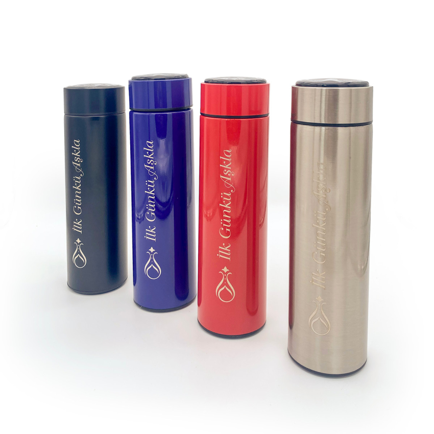 Dereceli Termos 400 ml Serhendi Logolu İlk Günkü Aşkla Kırmızı M1 - 2