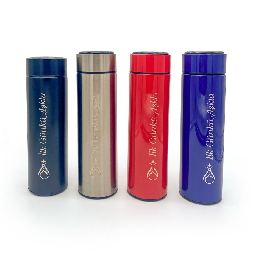 Dereceli Termos 400 ml Serhendi Logolu İlk Günkü Aşkla Kırmızı M1 - 3