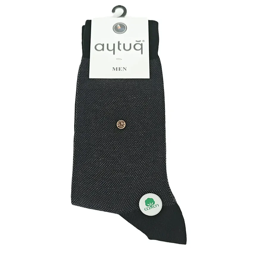 Dikişsiz Erkek Pamuklu Cotton Soket Çorap 41-45 Siyah - 1