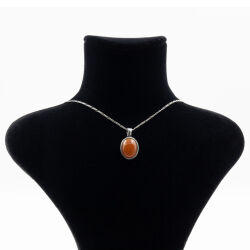 Akik Doğal Taş 925 Ayar Gümüş Kolye M1 - 2