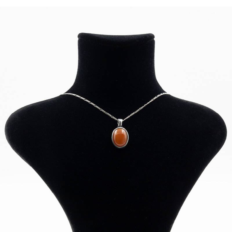 Akik Doğal Taş 925 Ayar Gümüş Kolye M1 - 2