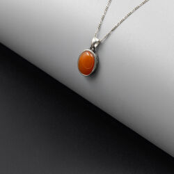 Akik Doğal Taş 925 Ayar Gümüş Kolye M1 - 4