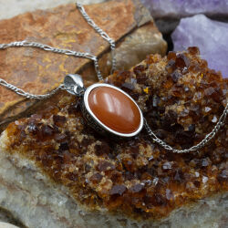 Akik Doğal Taş 925 Ayar Gümüş Kolye M1 - 1