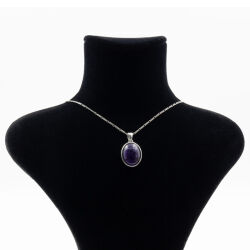 Ametist Doğal Taş 925 Ayar Gümüş Kolye M1 - Logosuz Ürünler (1)