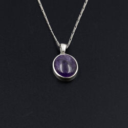 Ametist Doğal Taş 925 Ayar Gümüş Kolye M1 - 3
