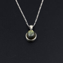 Labradorit Doğal Taş 925 Ayar Gümüş Kolye M1 - 3